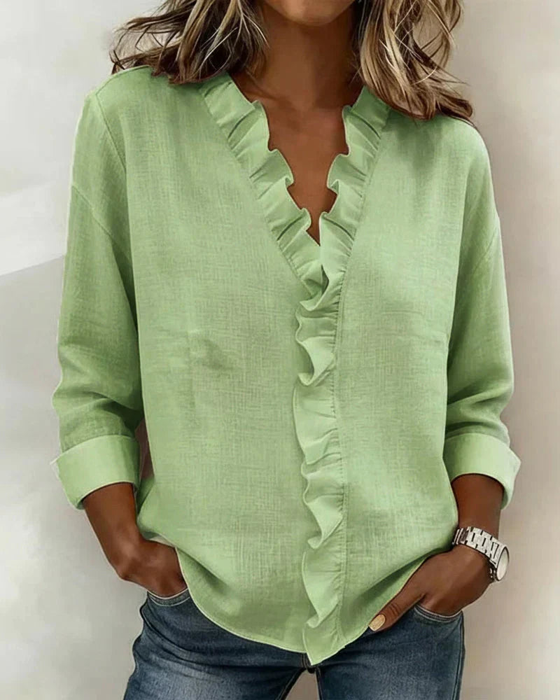 Indie · Blusa de Mulher com volantes e decote em V