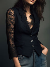 Claudia · Blazer de Mulher Preto com Renda