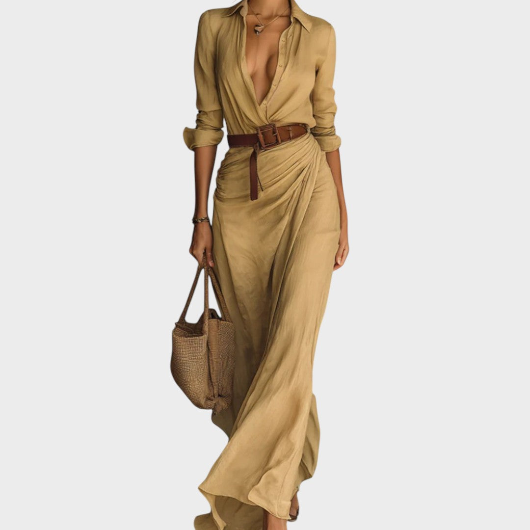 Julia - Vestido maxi justo de manga comprida