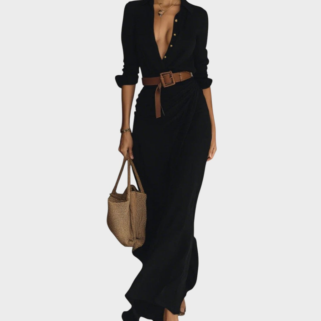 Julia - Vestido maxi justo de manga comprida