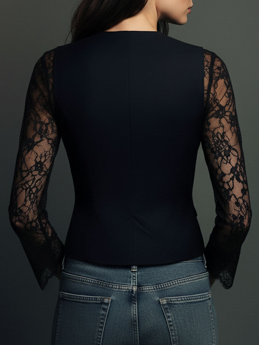 Claudia · Blazer de Mulher Preto com Renda
