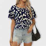 Carla - Blusa casual com decote redondo
