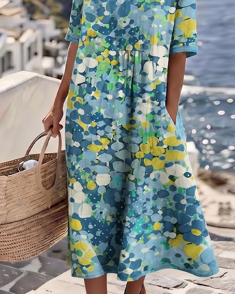 Elena | Vestido midi floral solto e leve para Mulher