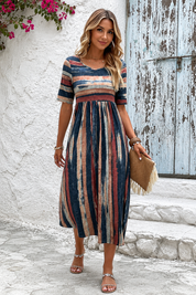 Noèle - Vestido Midi Listrado Camuflante da Barriga para Mulher