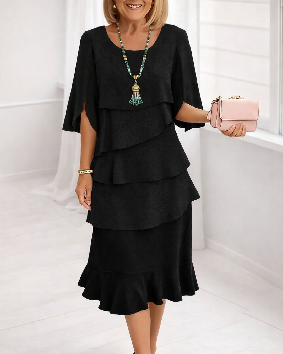 Margaret | Vestido Midi com Volantes para Mulher