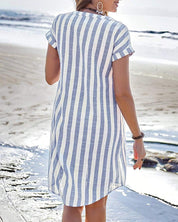 Martine | Vestido camisa listrado elegante para Mulher