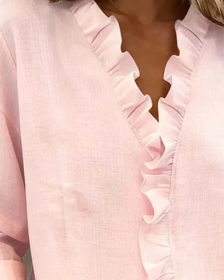 Indie · Blusa de Mulher com volantes e decote em V