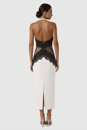 Beatriz | Vestido Midi de Renda Borboleta com Abertura