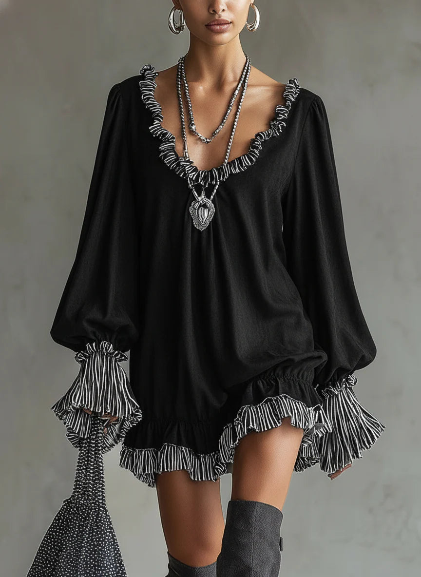 Isabella - Vestido de Mulher Mini Loose Pregueado