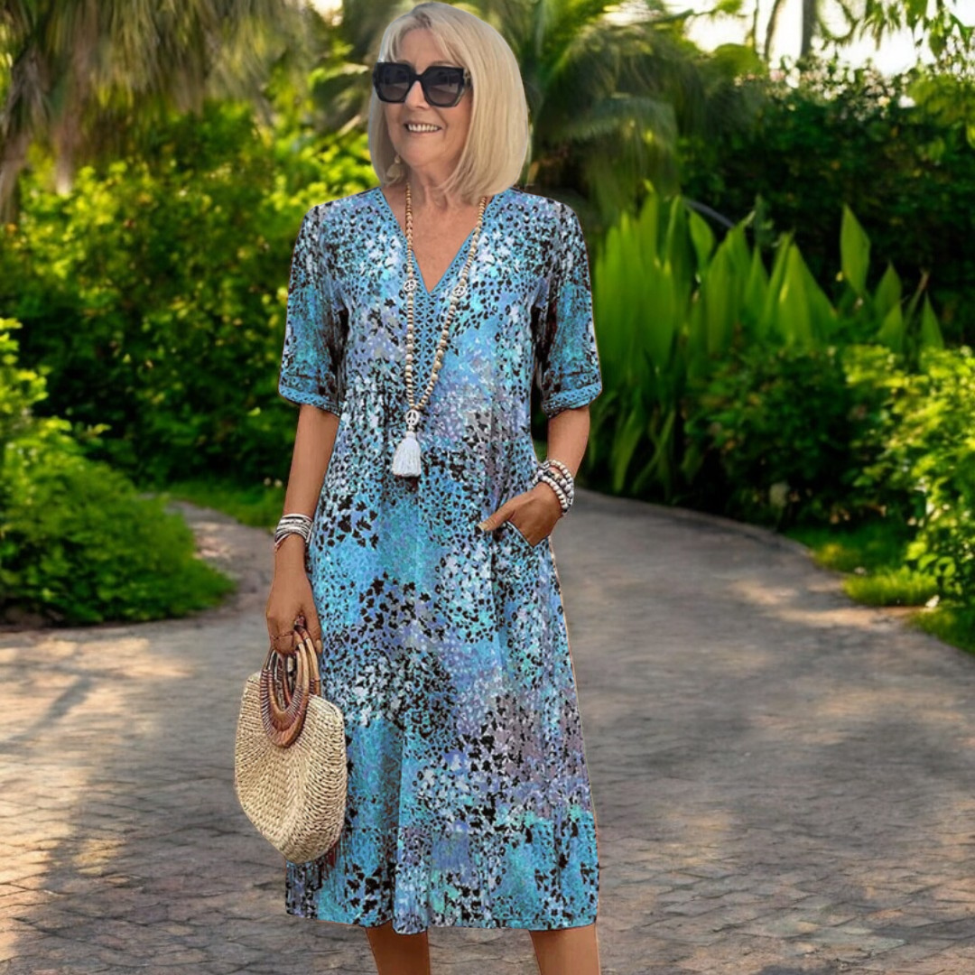 Iris | Vestido Fluido Floral que Valoriza a Silhueta