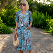 Iris | Vestido Fluido Floral que Valoriza a Silhueta
