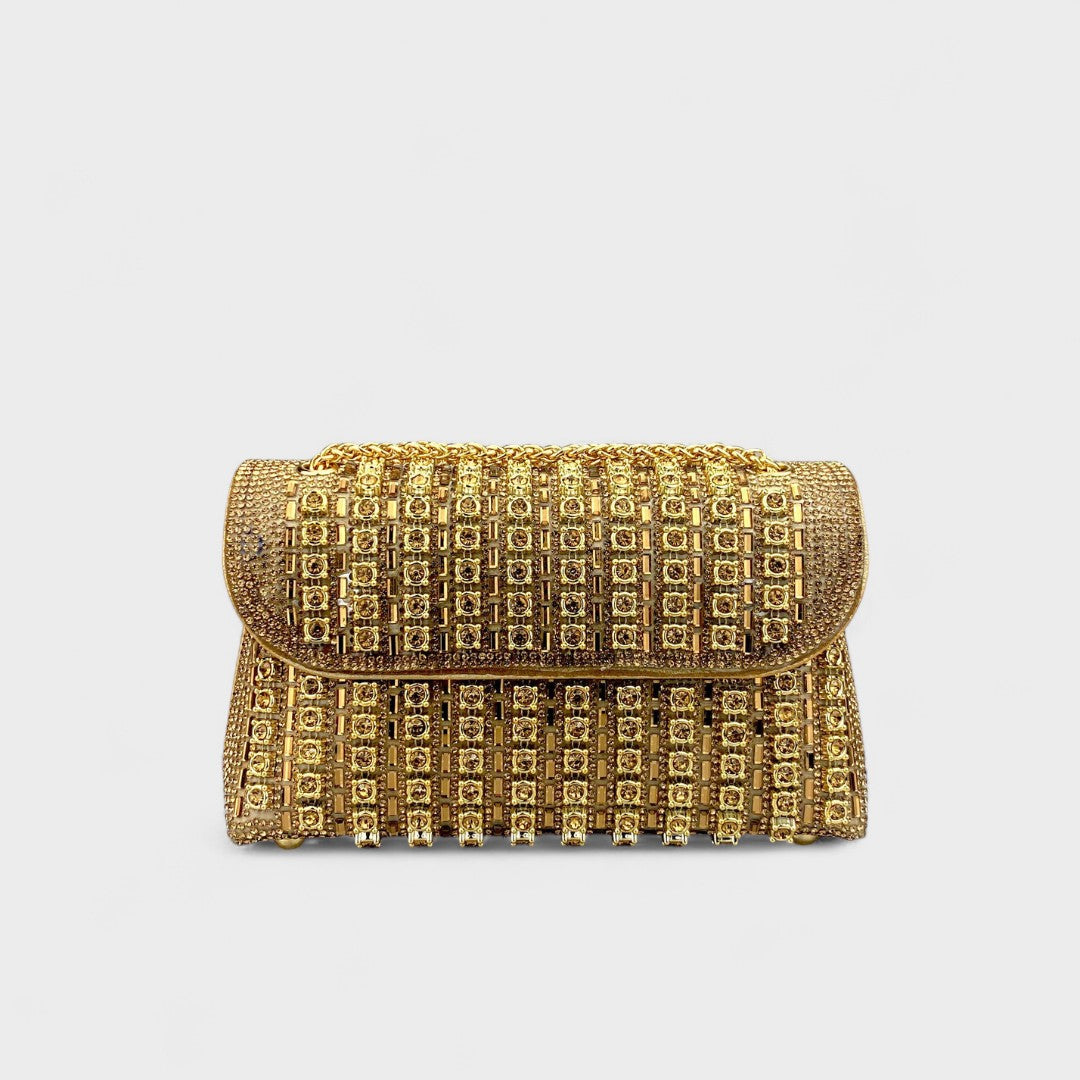 Claudia - Bolsa de ombro com corrente elegante e diamantes coloridos