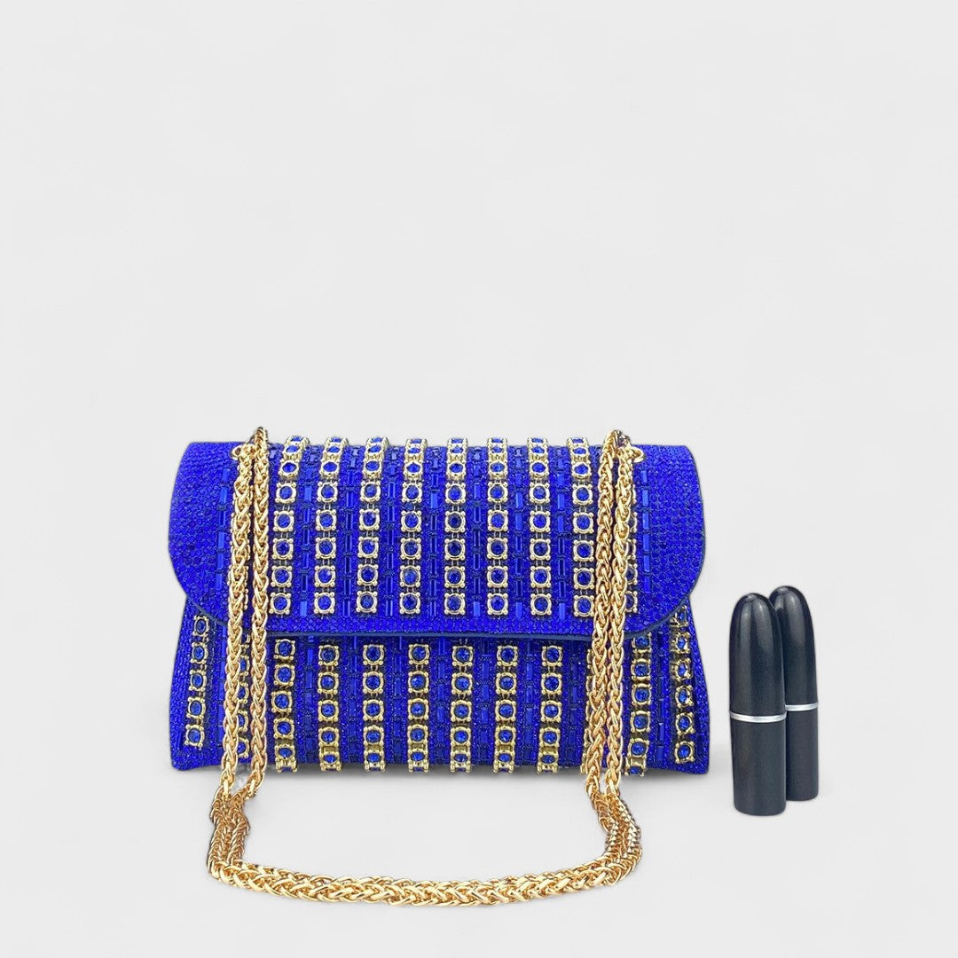 Claudia - Bolsa de ombro com corrente elegante e diamantes coloridos