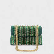 Claudia - Bolsa de ombro com corrente elegante e diamantes coloridos