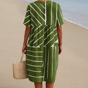 Berta - Vestido Verde com Padrão Geométrico