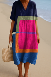 Jimena - Vestido de Blocos de Cores Vibrantes