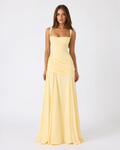 ENIE | Vestido Maxi com Decote Quadrado Drapeado para Mulher