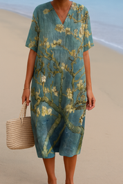 Lorena - Vestido Floral em Verde-Água Marinha