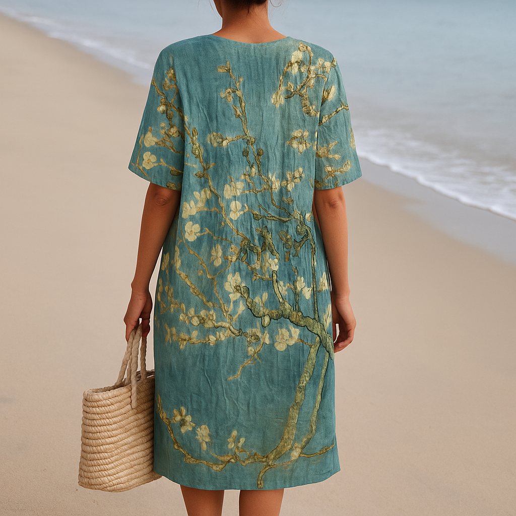 Lorena - Vestido Floral em Verde-Água Marinha