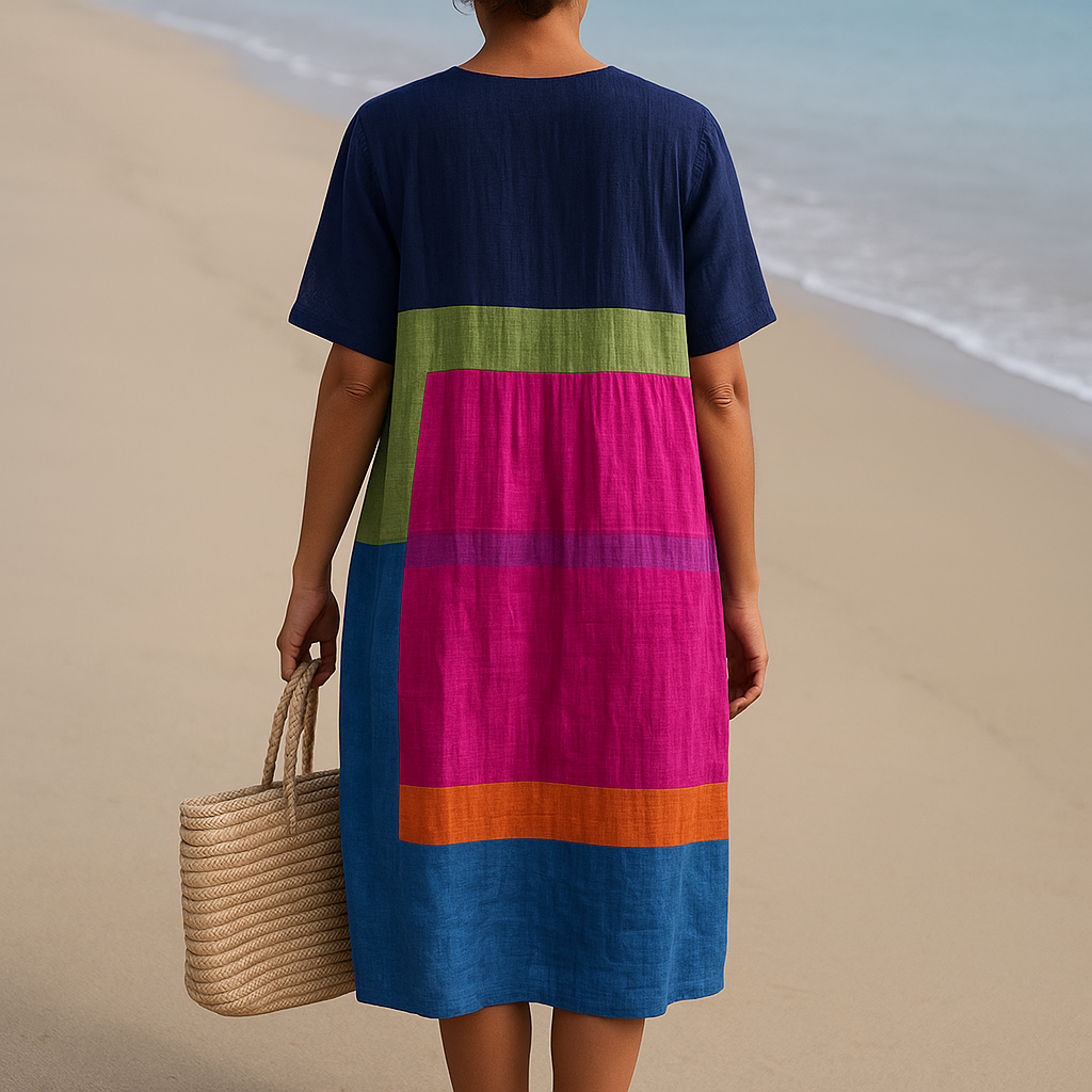 Jimena - Vestido de Blocos de Cores Vibrantes