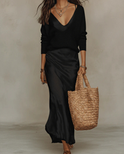 Elena | Vestido Midi Satinado para Mulher