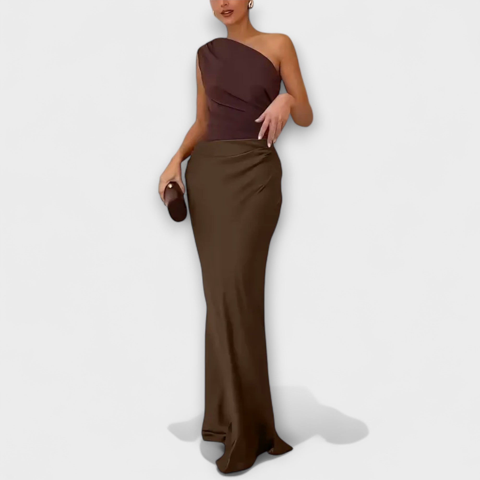 Amarílis - Vestido longo elegante com pregas de um ombro