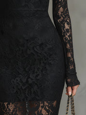 Veronika | Vestido Maximal de Renda Preta
