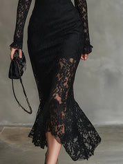 Veronika | Vestido Maximal de Renda Preta