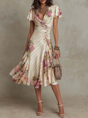 Alba | Vestido midi satinado floral