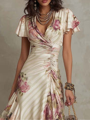 Alba | Vestido midi satinado floral