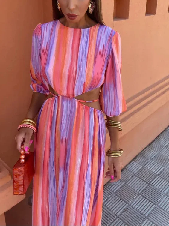 SOLA | Vestido elegante com costas abertas para Mulher