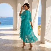 Florbela Espanca | O Vestido de Chiffon com Decote em V que Celebra a Tua Feminilidad