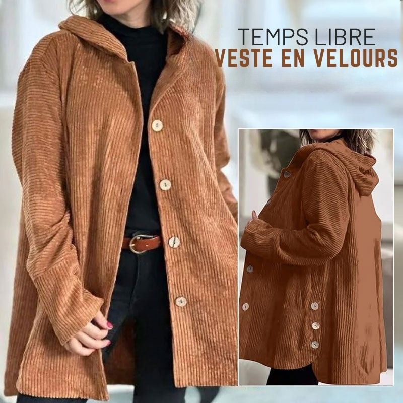 Jaqueta casual de veludo com capuz para o outono