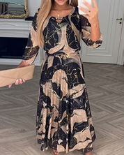 Valerie | Vestido Longo Fluido Estampado Elegante que Valoriza a Silhueta