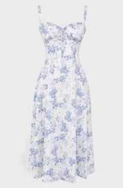 Carolina - Vestido Floral com Corpete Ajustado