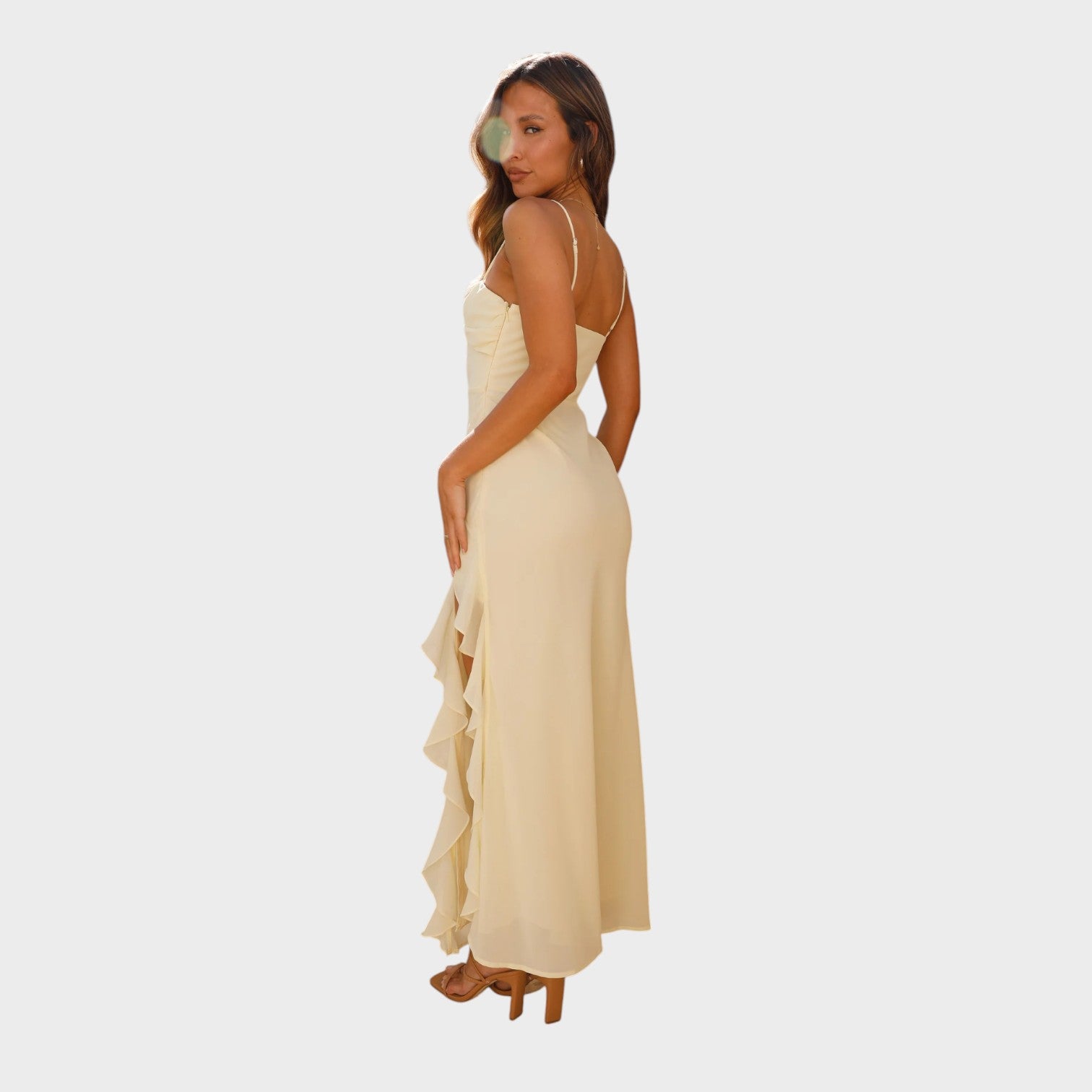 Aurelia - Vestido com folhos e alças finas