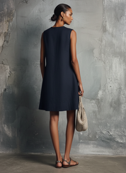Alba | Vestido Mini Botonadura Dourada para Mulher