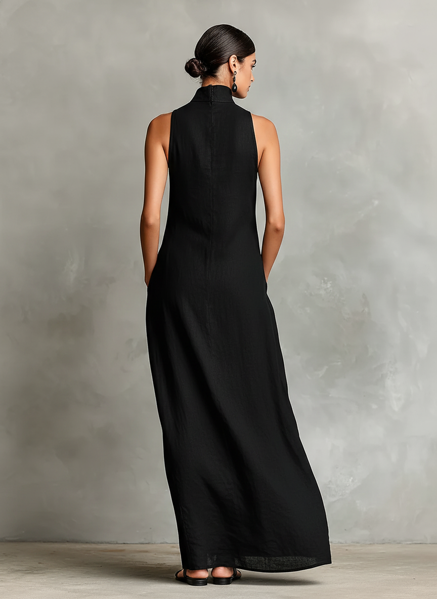 Caterina | Vestido longo preto minimalista para Mulher