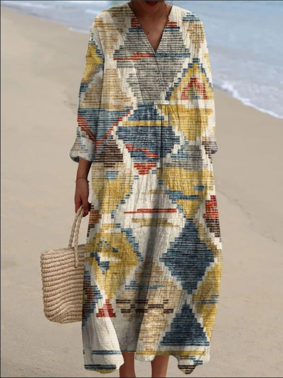 Carmen - Vestido Inspirado no Bohemio com Impressões Étnicas