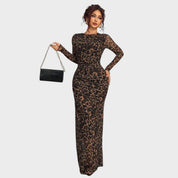 Amélia - Vestido maxi justo com mangas compridas