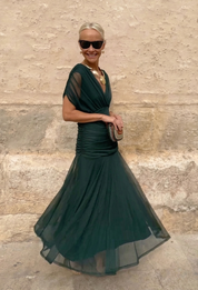 Alondra - Vestido longo de Mulher com estampa floral e decote em V