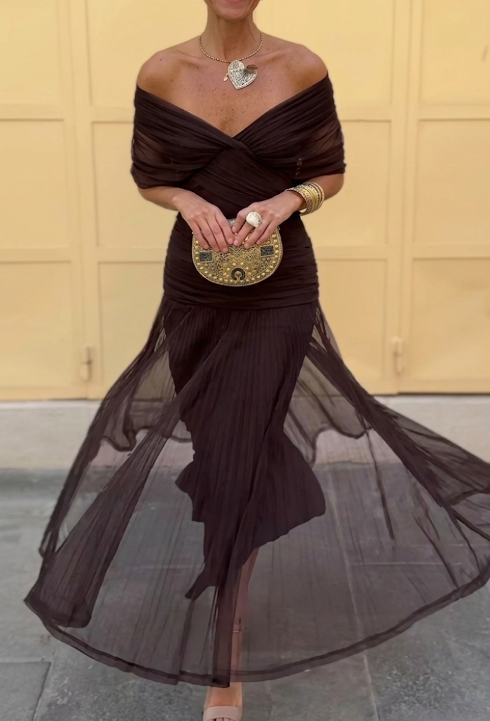 Alondra - Vestido longo de Mulher com estampa floral e decote em V