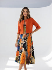 Maéliane -  Vestido midi impresso elegante e fluido para Mulher