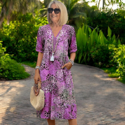 Iris | Vestido Fluido Floral que Valoriza a Silhueta