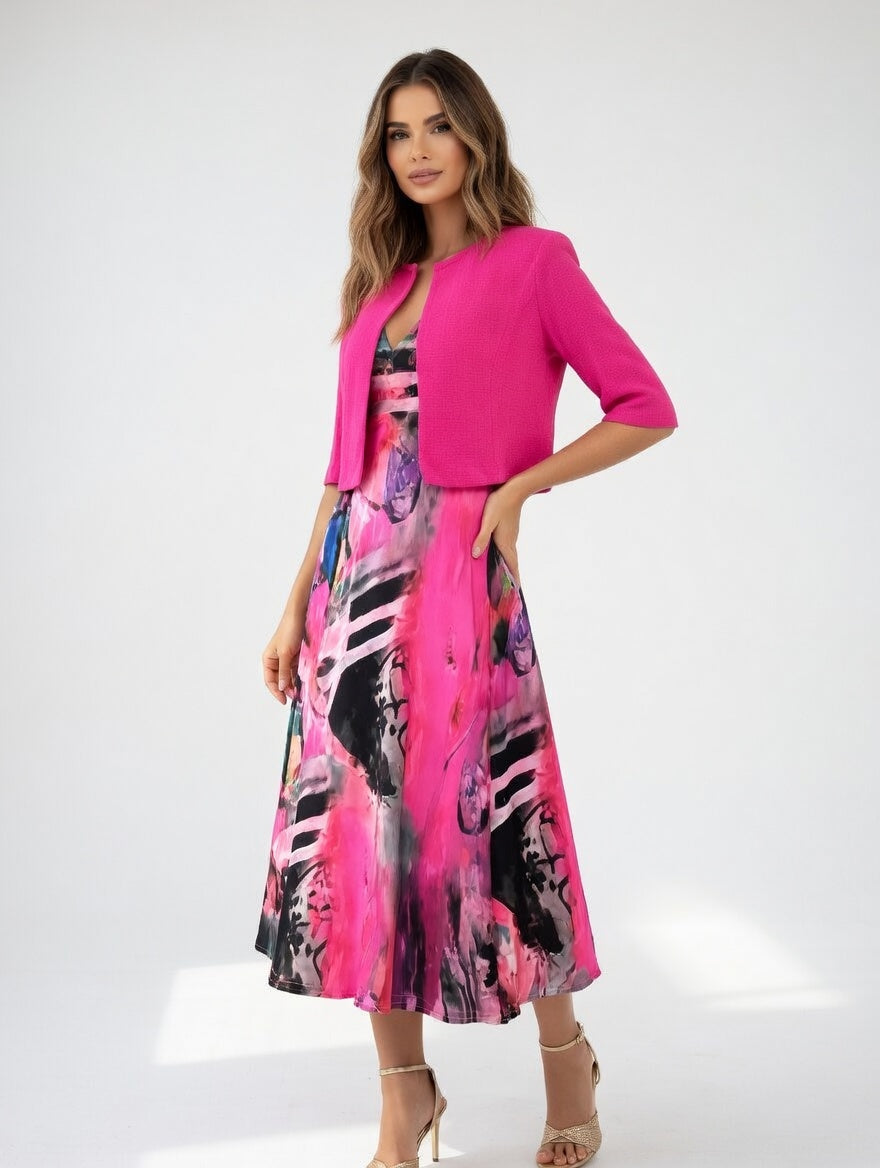 Maéliane -  Vestido midi impresso elegante e fluido para Mulher
