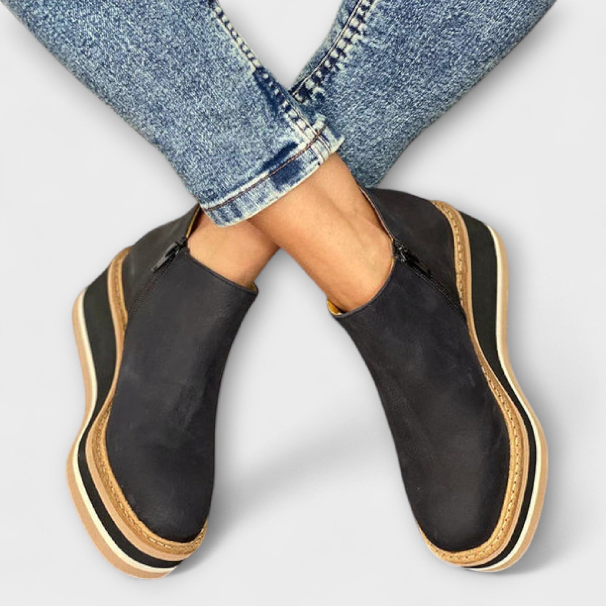Mariana | Botas Elegantes e Confortáveis em Bege e Azul Escuro, do 35 ao 43