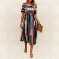 Noèle - Vestido Midi Listrado Camuflante da Barriga para Mulher