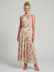 Martina - Vestido Midi com Decote Halter Floral