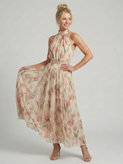 Martina - Vestido Midi com Decote Halter Floral
