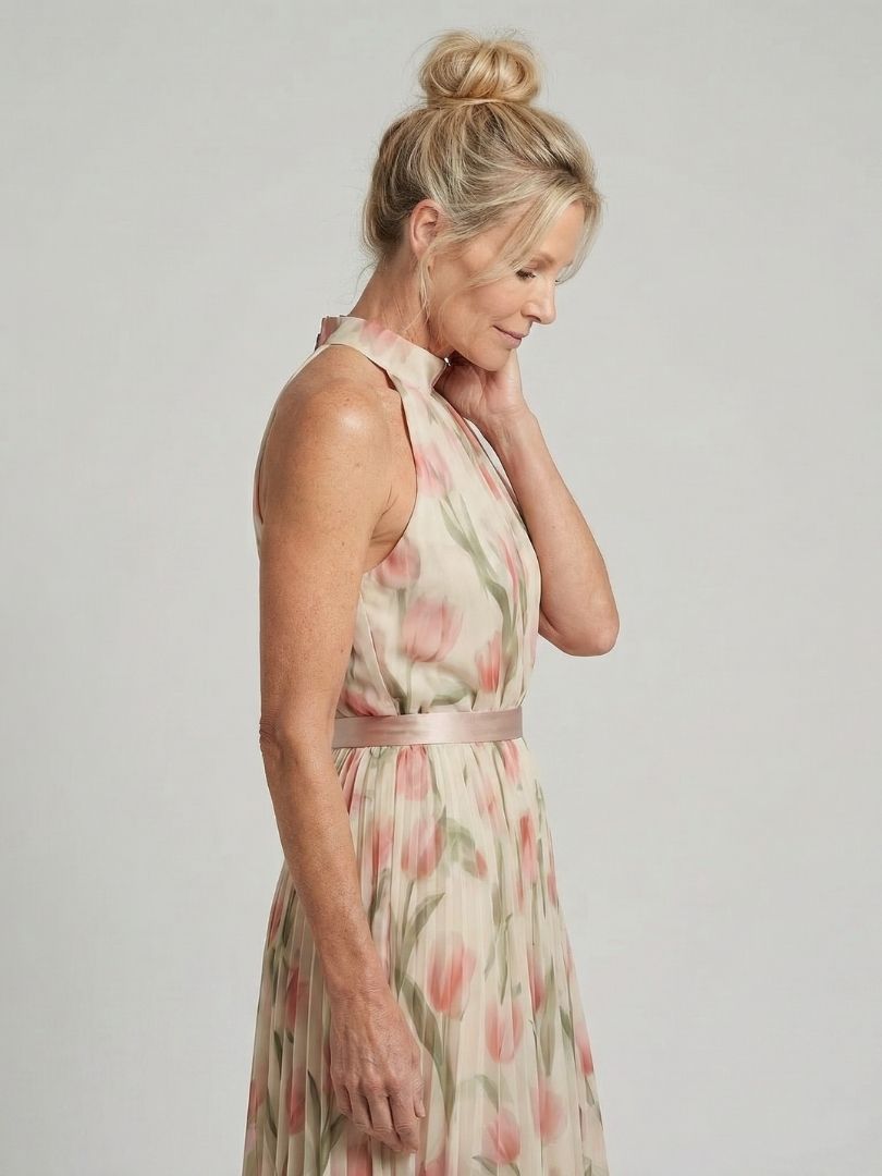Martina - Vestido Midi com Decote Halter Floral